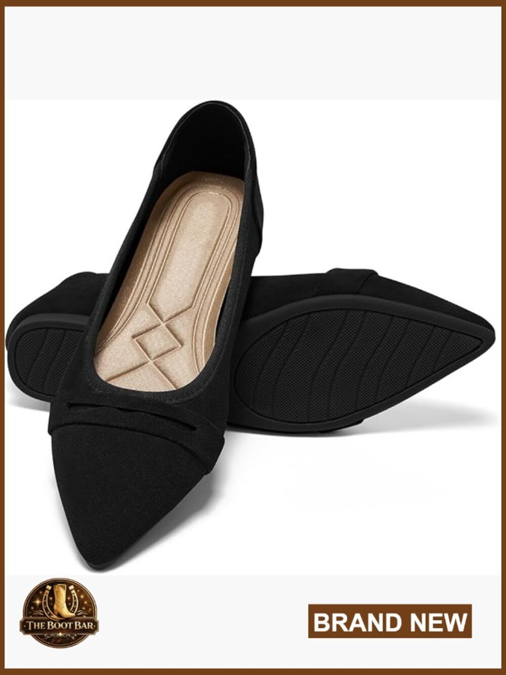 Pointed Toe Slip On Flats for Women, Memory Foam Work Ballet Shoes